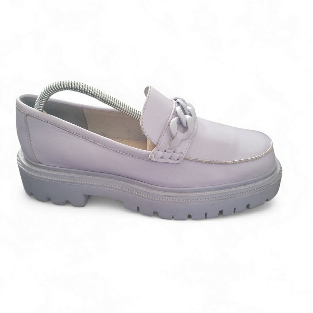 Aldo Shoes Bigstrut Loafers Chunky Heel Lug Sole Purple Chain Platform Size 9